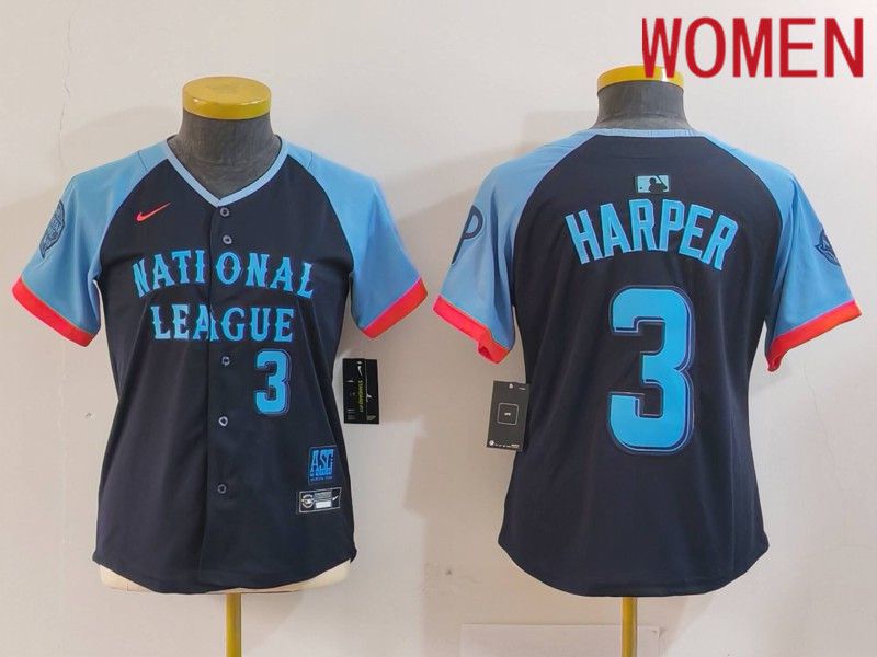 Women Philadelphia Phillies #3 Harper Blue All star 2024 Nike MLB Jersey style 5->women mlb jersey->Women Jersey